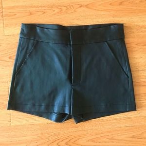 High waisted black leather shorts
